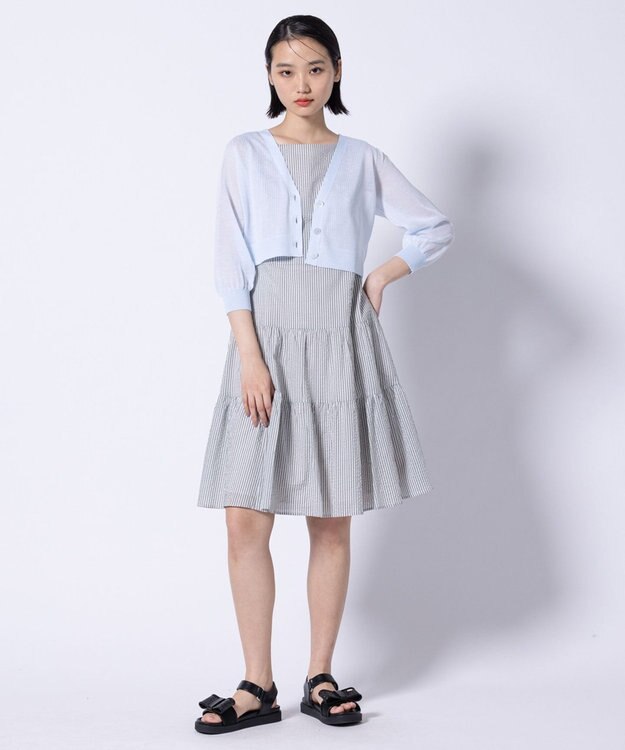 TOCCA 【美人百花掲載】SHEER BUBBLE KNIT ニットカーディガン ブルー系