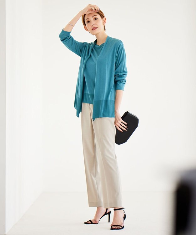 ICB L 【接触冷感・洗える】PINION ショートカーディガン セルリアン系