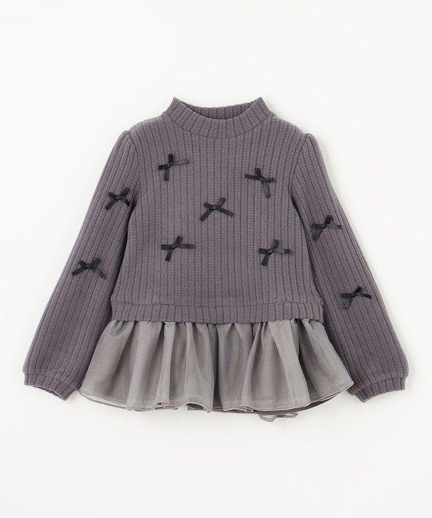 ANY KIDS ふくれジャガードリボンチュニック チャコール