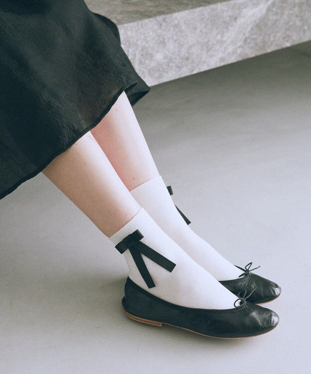 Maison de FLEUR グログランリボンソックス Ivory