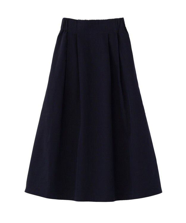 Green Parks 綿混やわらかタッチタックスカート Navy