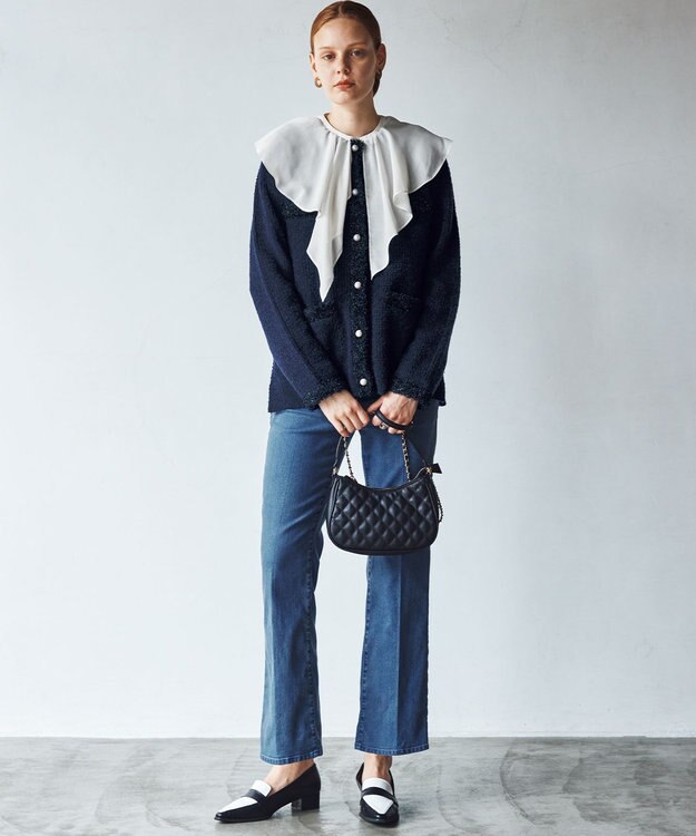 組曲 ツイードニット ジャケット ネイビー系