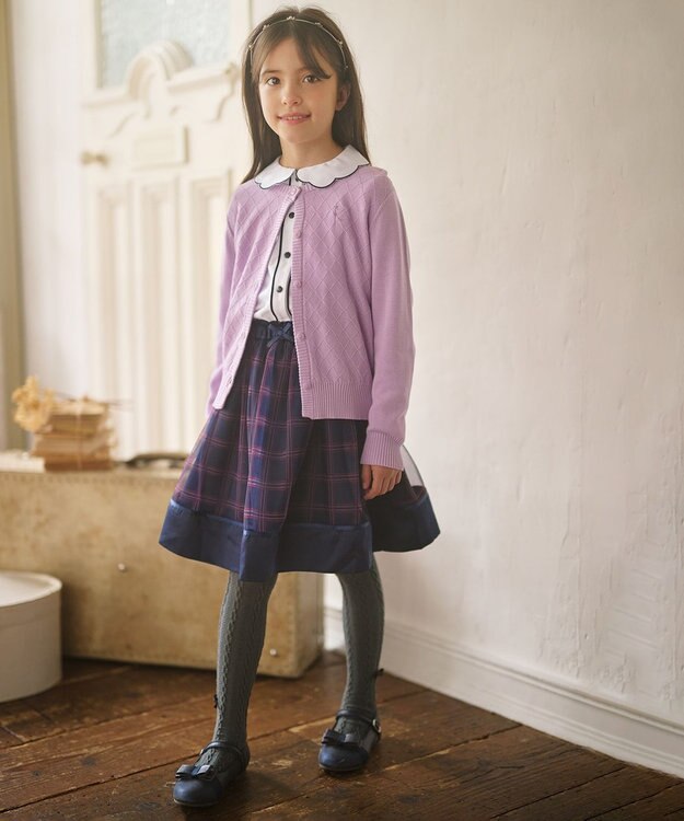 組曲 KIDS 【110-140㎝】ノエルチェック チュールスカート ネイビー系5