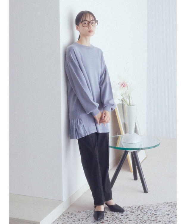 earth music&ecology バックヘムプリーツチュニック Blue