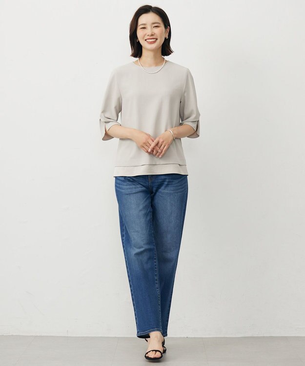 J.PRESS LADIES 【洗える・吸水速乾・接触冷感・セットアップ対応】Light ジョーゼット ブラウス ベージュ系