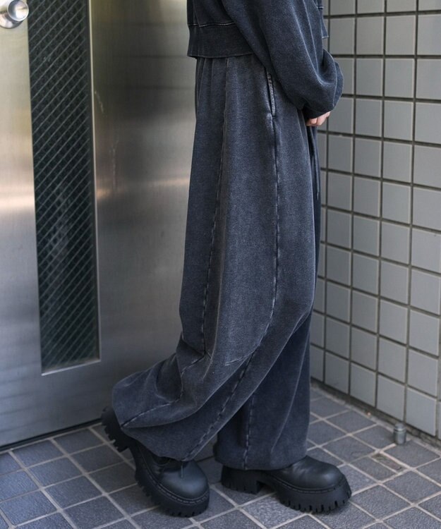 WEGO 【ウエストゴム】カーブデザインスウェットパンツ スミクロ