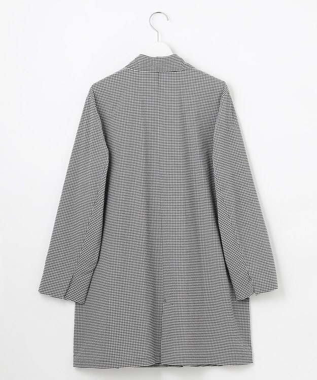 J.PRESS LADIES L 【洗える】Lightストレッチギンガム シングル トレンチコート ブラック×ライトグレーギンガム系