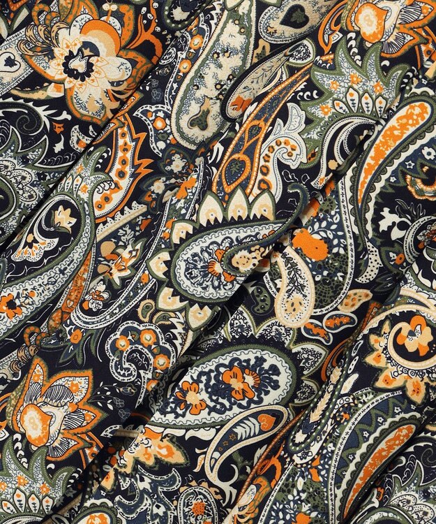 J.PRESS YORK STREET 【WOMEN】ペイズリーワイドプリーツ スカート オレンジ系3