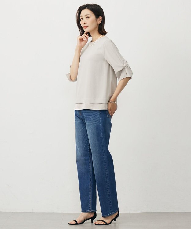 J.PRESS LADIES L 【洗える・吸水速乾・接触冷感・セットアップ対応】Light ジョーゼット ブラウス ベージュ系