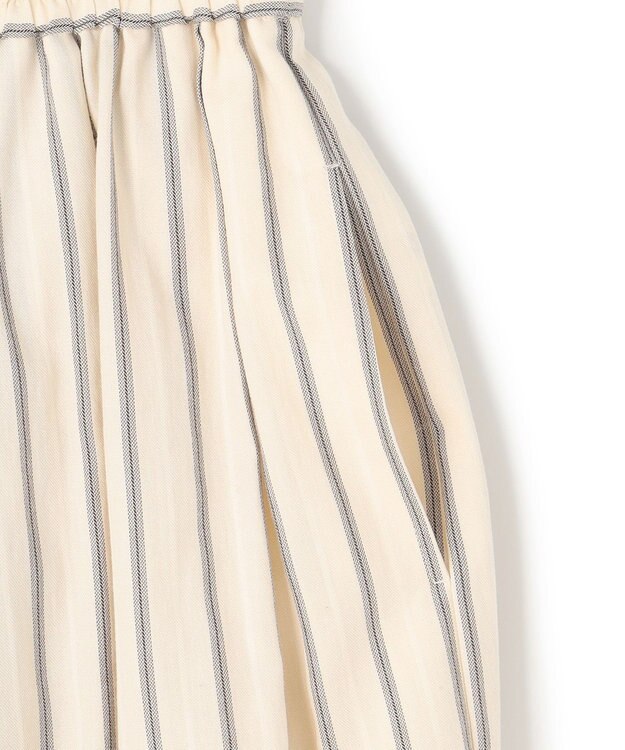 23区 【SLOW/洗える】コットンナイロンストライプ タックフレア スカート アイボリーストライプ
