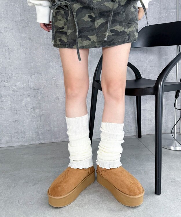 WEGO 【25年秋冬新作/あったかブーツ】厚底ムートンタッチブーツ キャメル