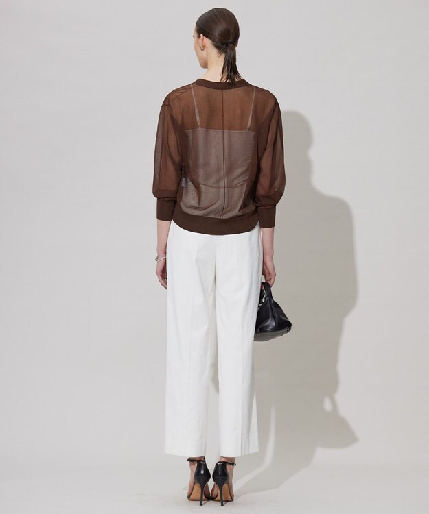 ICB L 【洗える】ドライシアーカーディガン チョコレートブラウン系