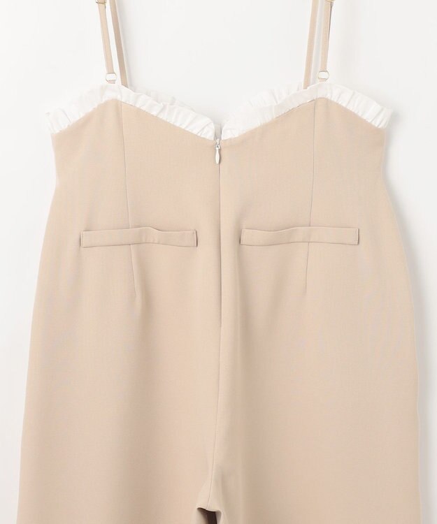 Feroux フリルデザイン・サス付きパンツ ベージュ系