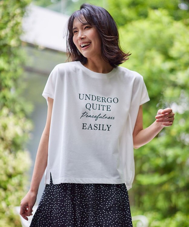 ANY 【UVケア/接触冷感】チュニック丈半袖ロゴTシャツ オフ