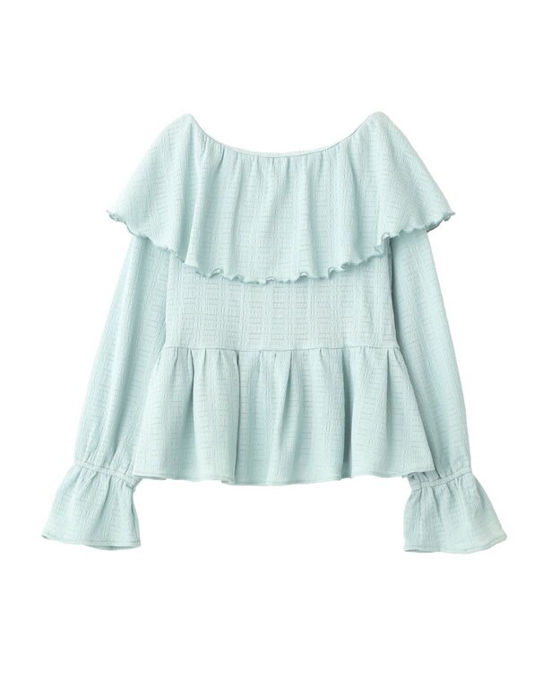 earth music&ecology 【予約】ラッフルカラーカットブラウス サックスブルー