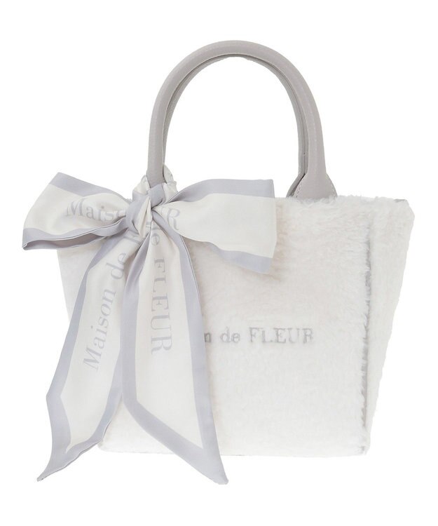 Maison de FLEUR スカーフ付きボア2WaySトートバッグ Light Blue