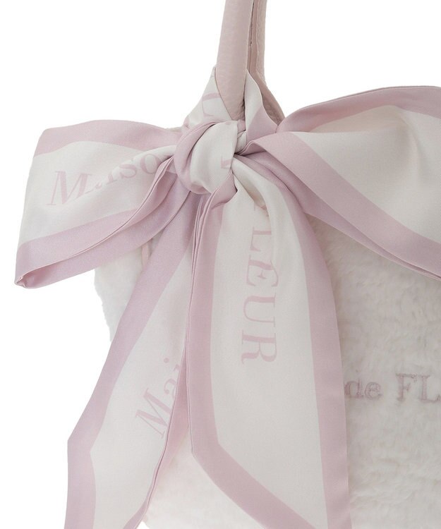 Maison de FLEUR スカーフ付きボア2WaySトートバッグ Pink Beige
