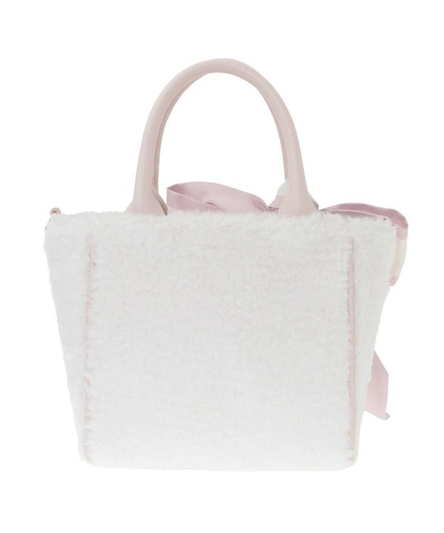 Maison de FLEUR スカーフ付きボア2WaySトートバッグ Pink Beige