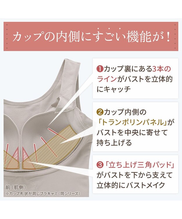 BRADELIS New York 【BRADELIS NewYork peace】綿混キャッチャーカップレースブラ25  ノンワイヤー 補正下着 補整 谷間メイク グレージュ