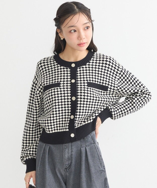 earth music&ecology ジャガードニットプルオーバー Black