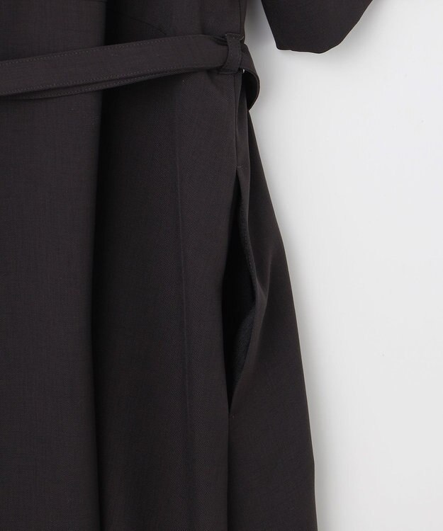 23区 【撥水加工/洗える】キューティクルストレッチツイル イレギュラーヘム ワンピース ダークブラウン系