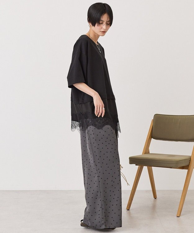 AMERICAN HOLIC レースドッキングＴシャツ Black