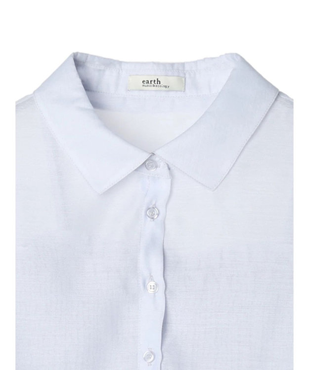 earth music&ecology ＳＥＴ２点シアークロップドシャツ×シャーリングタンク Blue