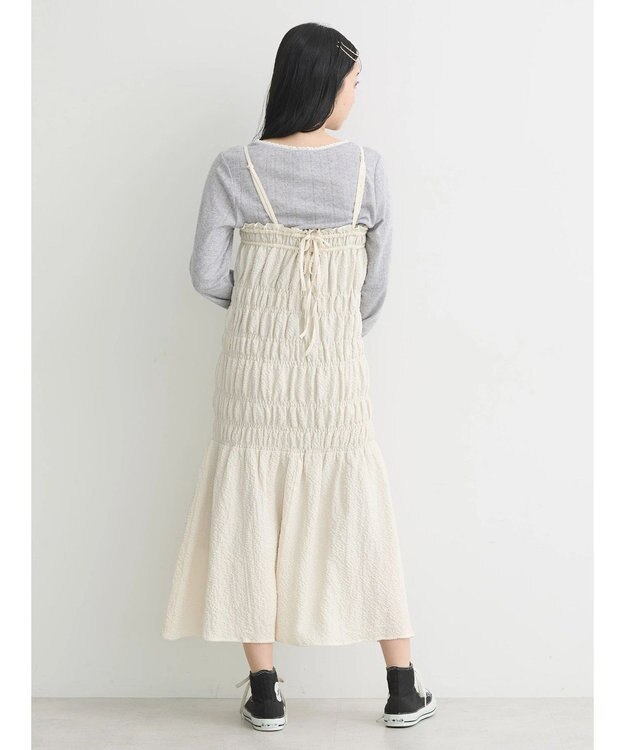 earth music&ecology ２ｗａｙシャーリングキャミワンピース Ivory