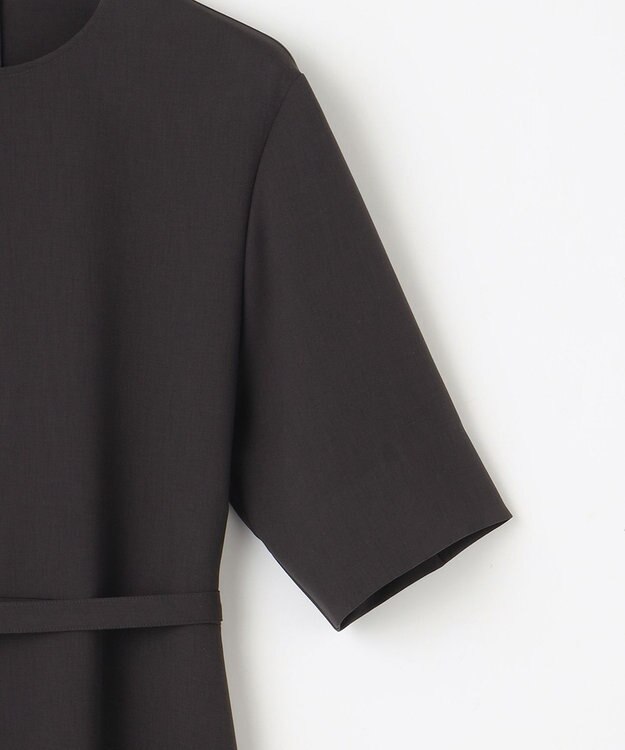 23区 【撥水加工/洗える】キューティクルストレッチツイル イレギュラーヘム ワンピース ダークブラウン系