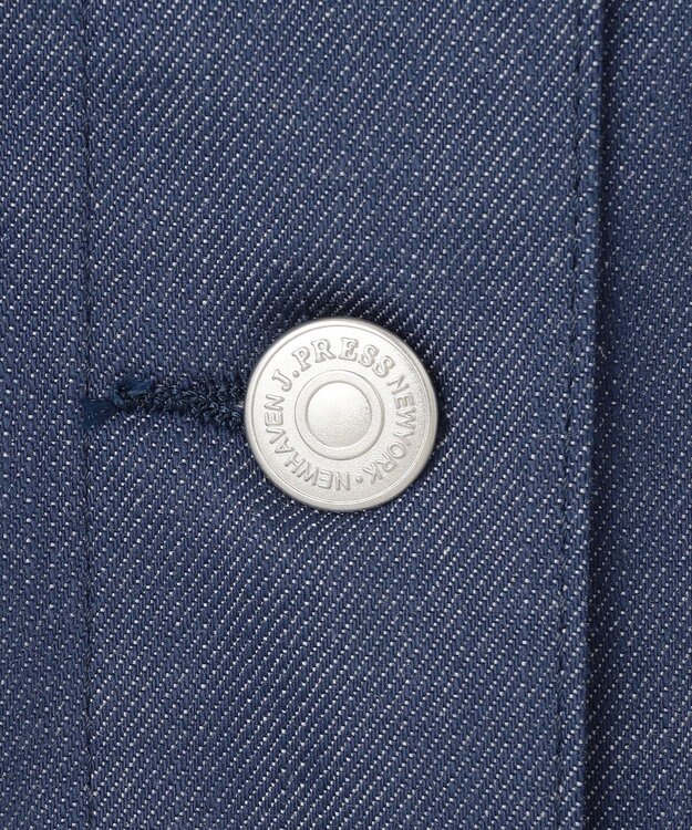 J.PRESS LADIES 【洗える】セルロースシャンブレー ノーカラー デニム ジャケット ブルー系