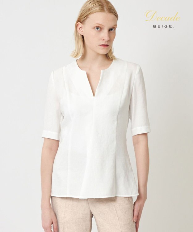 BEIGE， CAROLE / ペプラムブラウス White×Sand