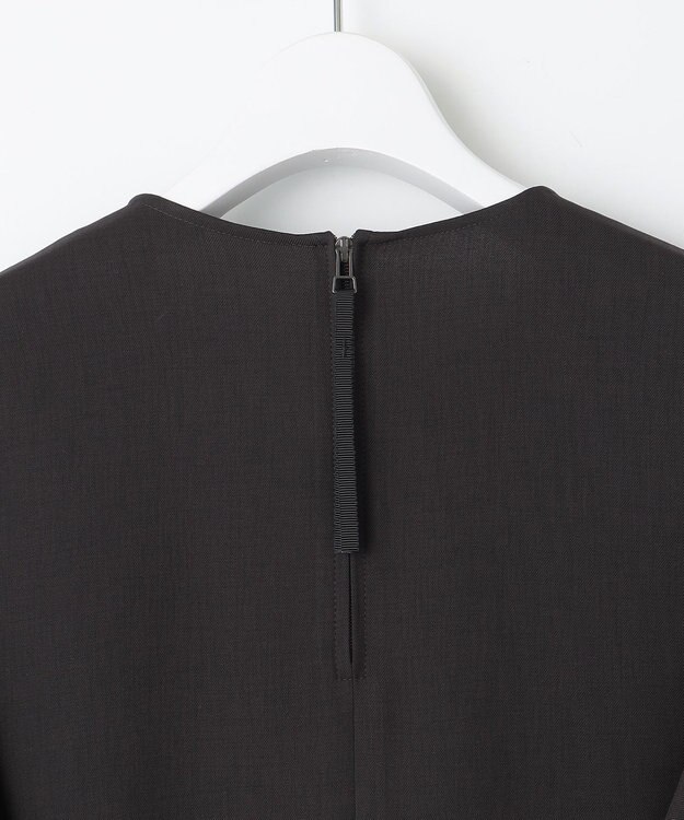 23区 【撥水加工/洗える】キューティクルストレッチツイル イレギュラーヘム ワンピース ダークブラウン系