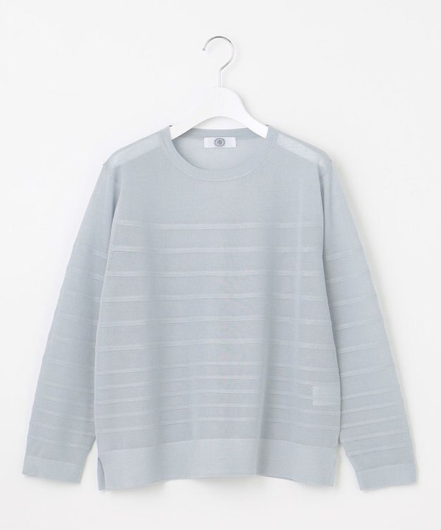J.PRESS LADIES 【WEB限定・洗える】Vis/Peスパーク シアー ボーダー ニット サックス×サックス系