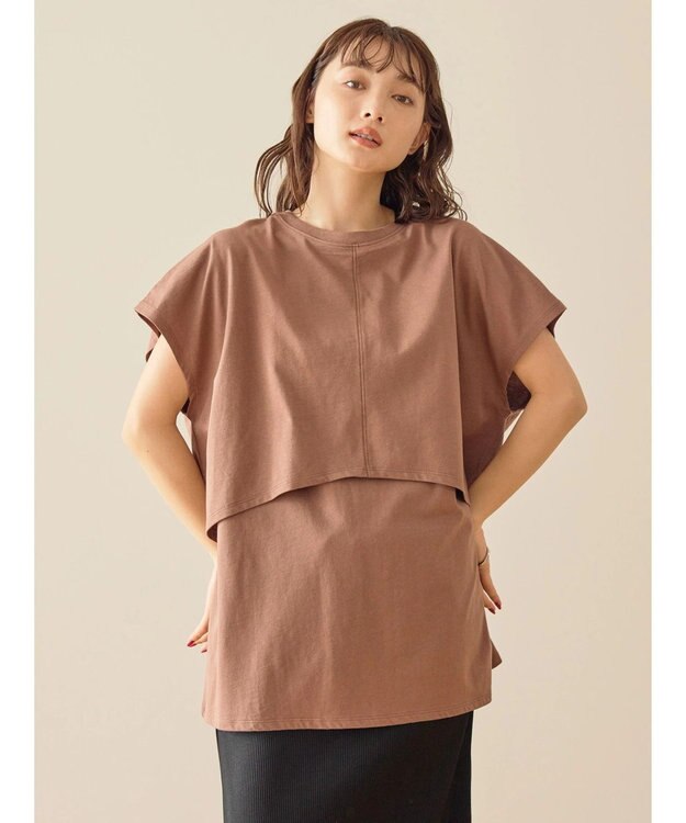 AMERICAN HOLIC レイヤードフレンチスリーブカットチュニック Brown