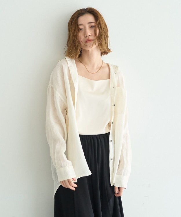 YECCA VECCA 3wayフレンチリネンシャツ White