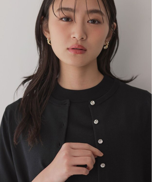 組曲 マイラックカラー カーディガン ブラック系