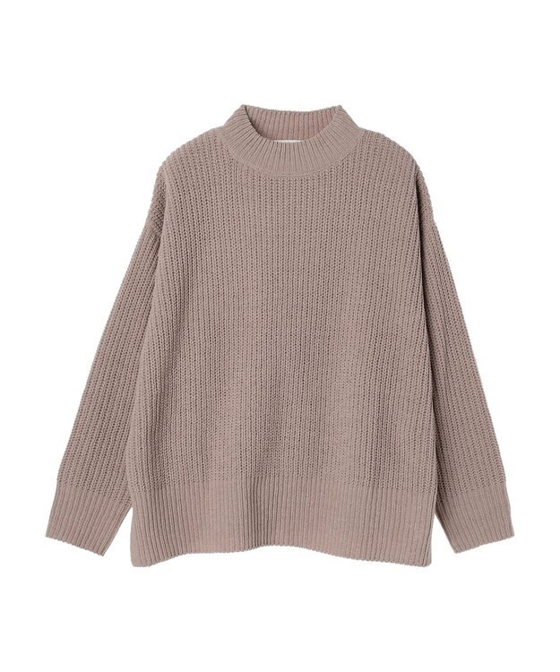 Green Parks ｍｏｋｏモール畦編みモックネックプルオーバー Gray Beige