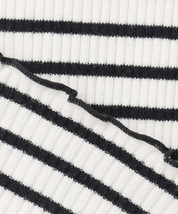 ANY KIDS 襟リボンカットソー ブラック×オフホワイト（ボーダー）