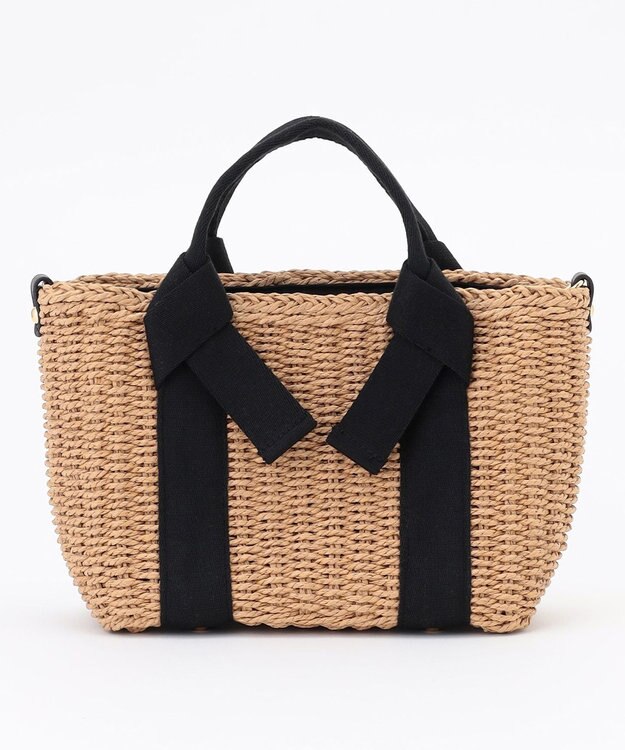 LA BAGAGERIE 【MONICA】リボンハンドル2WAYかごバッグ ブラック