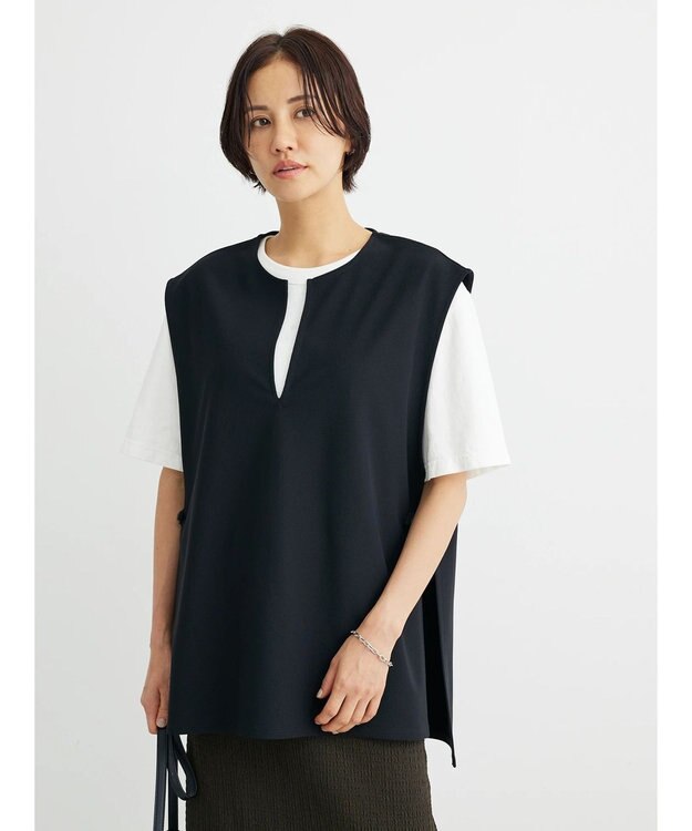 Green Parks キーネックカットベスト Black