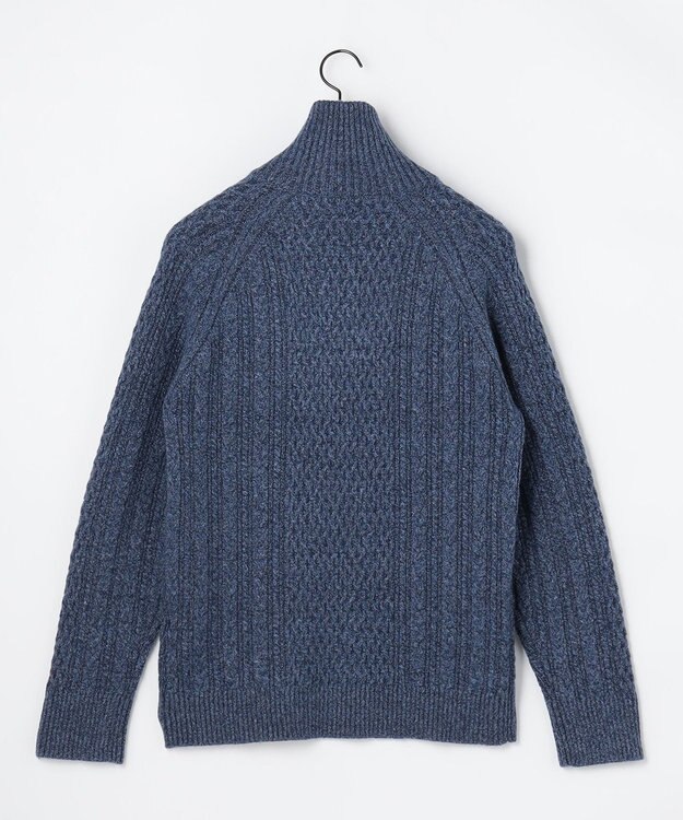 JOSEPH ABBOUD 【柔らか】ラムコットンハイネックジップ セーター ブルー系