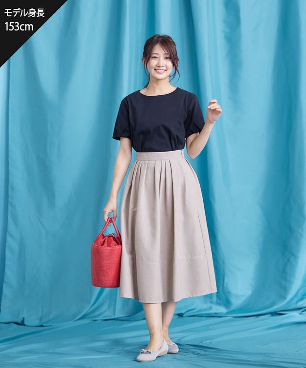 Tiaclasse 【UVケア・接触冷感】“あまラク” タックパフスリーブカットソートップス ネイビー