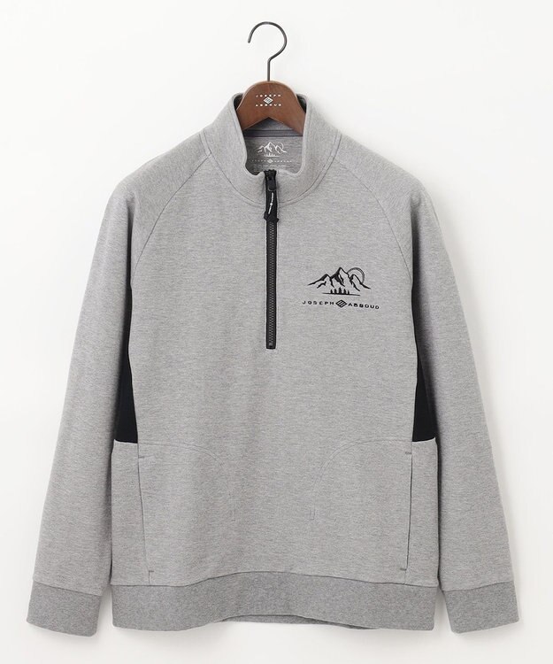 JOSEPH ABBOUD MOUNTAIN 【UNISEX】オーガニックコットン ビンテージインレーハーフZIP ライトグレー系