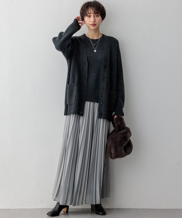 23区 【洗える】カシミヤブレンド ニット カーディガン グレー系