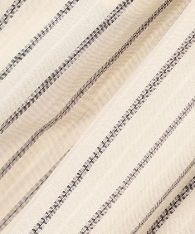 23区 【SLOW/洗える】コットンナイロンストライプ タックフレア スカート アイボリーストライプ