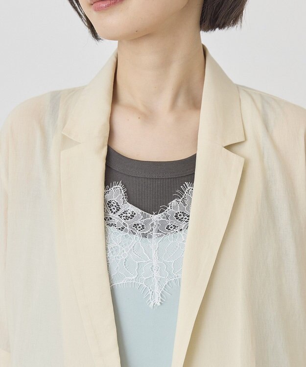 AMERICAN HOLIC 【接触冷感】シアーテーラード半袖ジャケット Ivory
