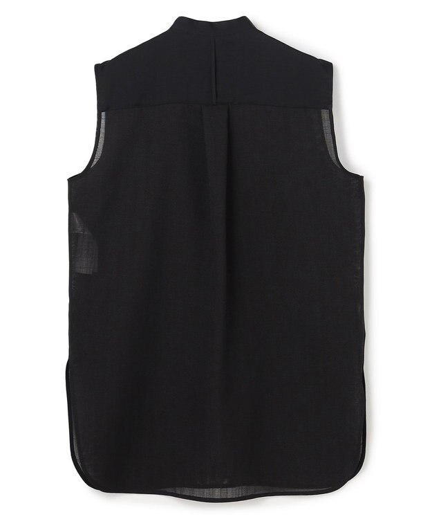 BEIGE， GOSHE / サテン切替 シアースタンドブラウス Black