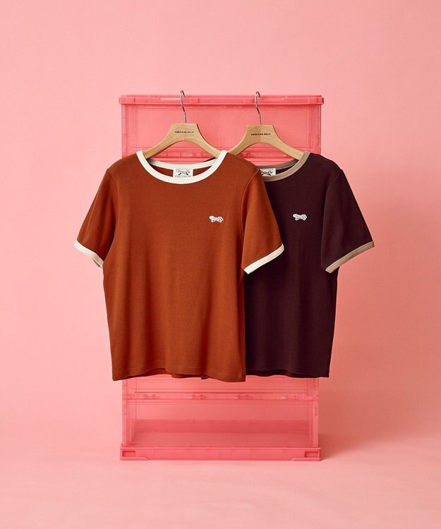 AMERICAN HOLIC 【PENNEY'S】配色リンガーTシャツ Orange