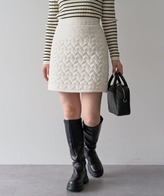 Green Parks ・ｓｗｉｎｇ　ｂｙ　ハートキルトミニスカート Ivory