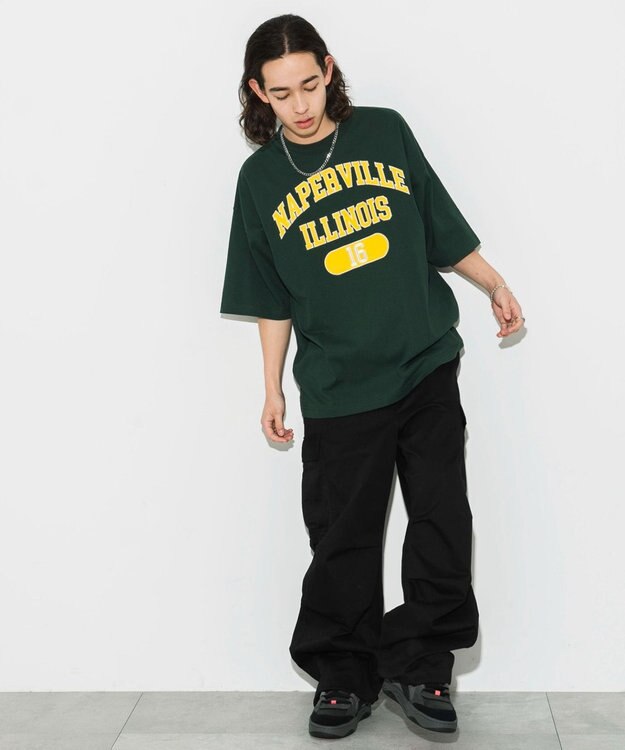 WEGO 【ユニセックス着用ITEM/ネックレス付き】アクセ付きグラフィックT（S） グリーン